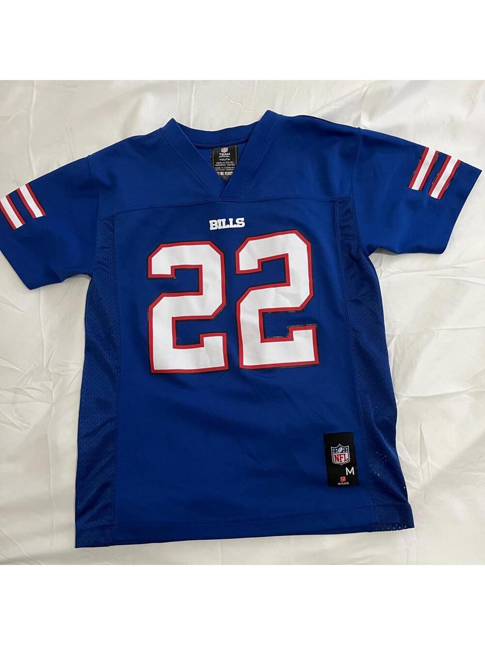 NFL Buffalo Bills Kids Blue and Red Jersey Boys Size 10/12 #22 Jackson